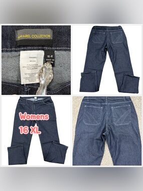 Womens Apparel Collection 16 XL Jeans Navy Blue Stretch Slimming High Rise Denim